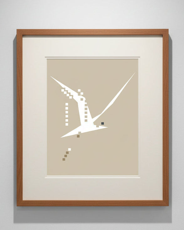 Abstract art depicting a seagull