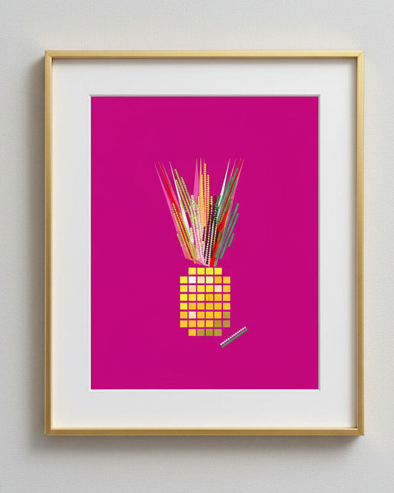 Framed Abstract Art resembling a pineapple