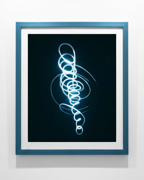 Framed abstract artwork on a white wall titled "Lifeline"